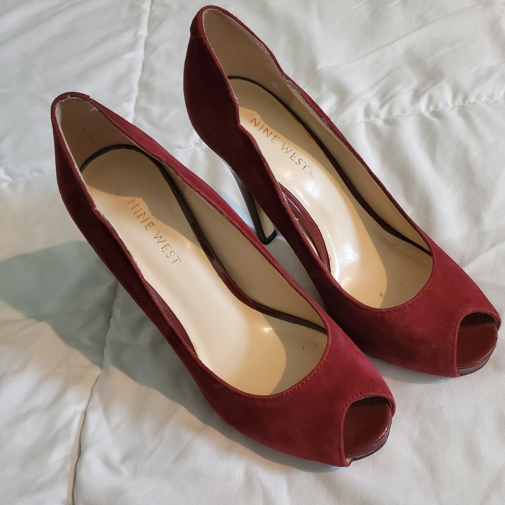Nine West Burgundy Suede Heels